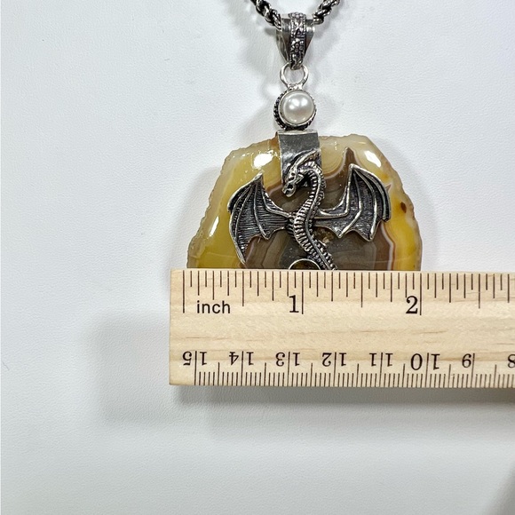 XL Solar Agate 🐉 Dragon 925 Gemstone Pendant - Picture 6 of 9